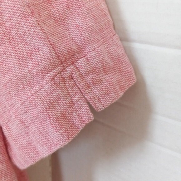 Norton McNaughton Blouse-Size XL-Linen Blend-Embroidered Hem-Salmon-Pocket - Picture 7 of 9